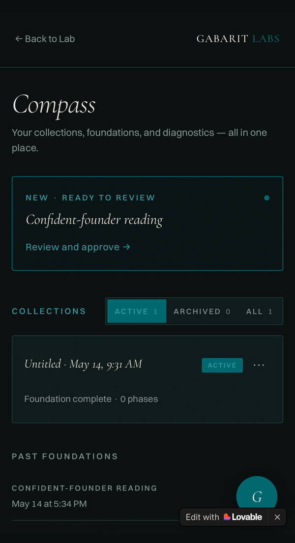 Compass home screen showing active collections and a foundation reading ready for review